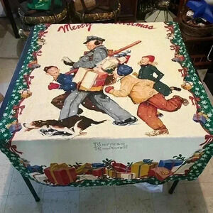 HALLMARK WAMSUTTA NORMAN ROCKWELL MERRY CHRISTMAS  wall hanging